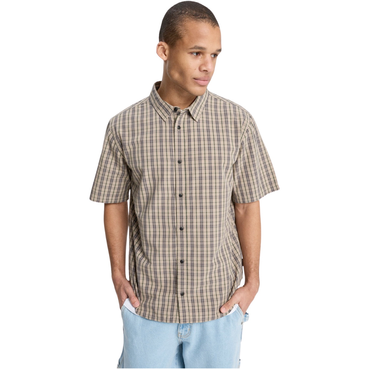 2026 Quiksilver Mens Stonetown Shirt EQYWT04674 - Seneca Check Stonetown